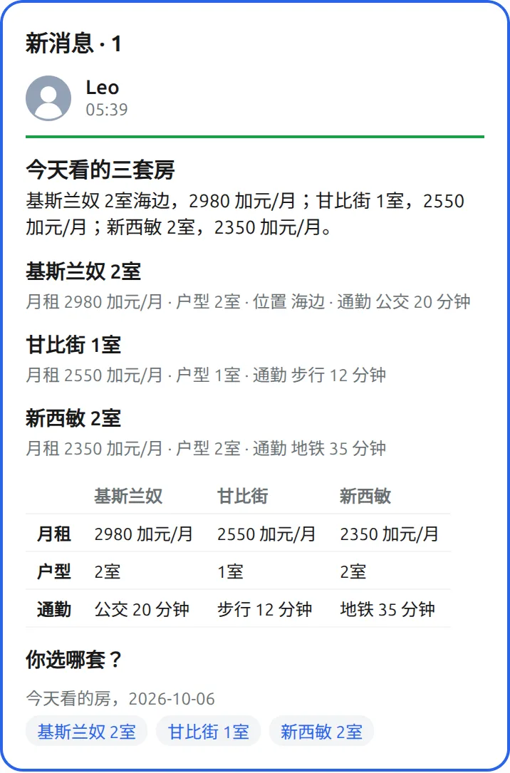 Alice 的 Muse里的 Mushare 卡片：收到的消息